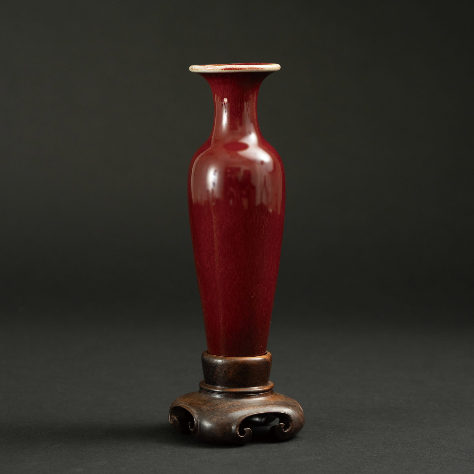 A COPPER-RED GLAZED 'WILLOW-LEAF' VASE QING DYNASTY 红釉柳叶瓶 清 (1 of 6)