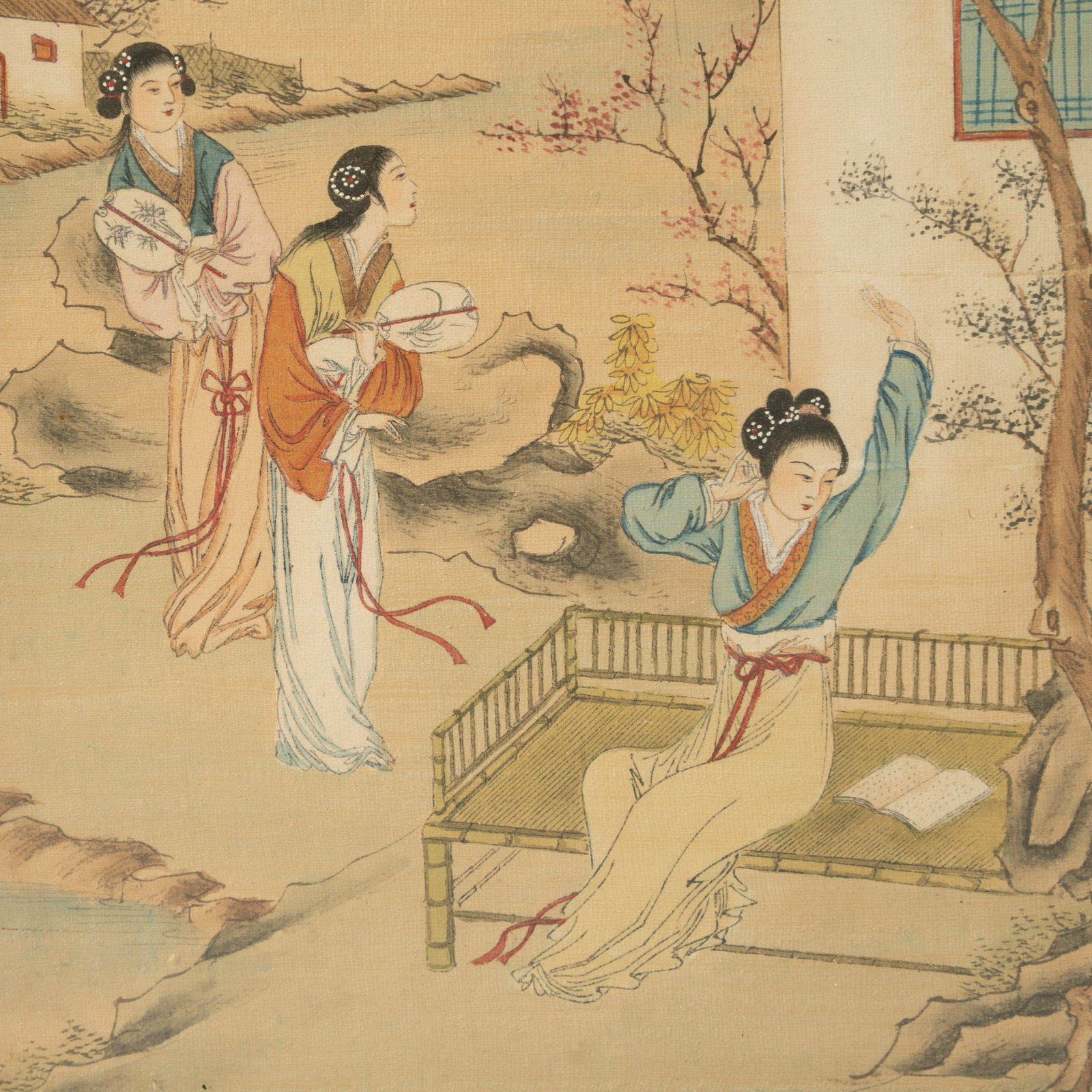 A CHINESE 'BEAUTIES IN A GARDEN' PAINTING BY BAIYUN SHANREN 20TH CENTURY 白雲山: A CHINESE 'BEAUTIES IN A GARDEN' PAINTING BY BAIYUN SHANREN20TH CENTURY白雲山人 庭院仕女图 ESTIMATE: $1,000 – $1,500 Description