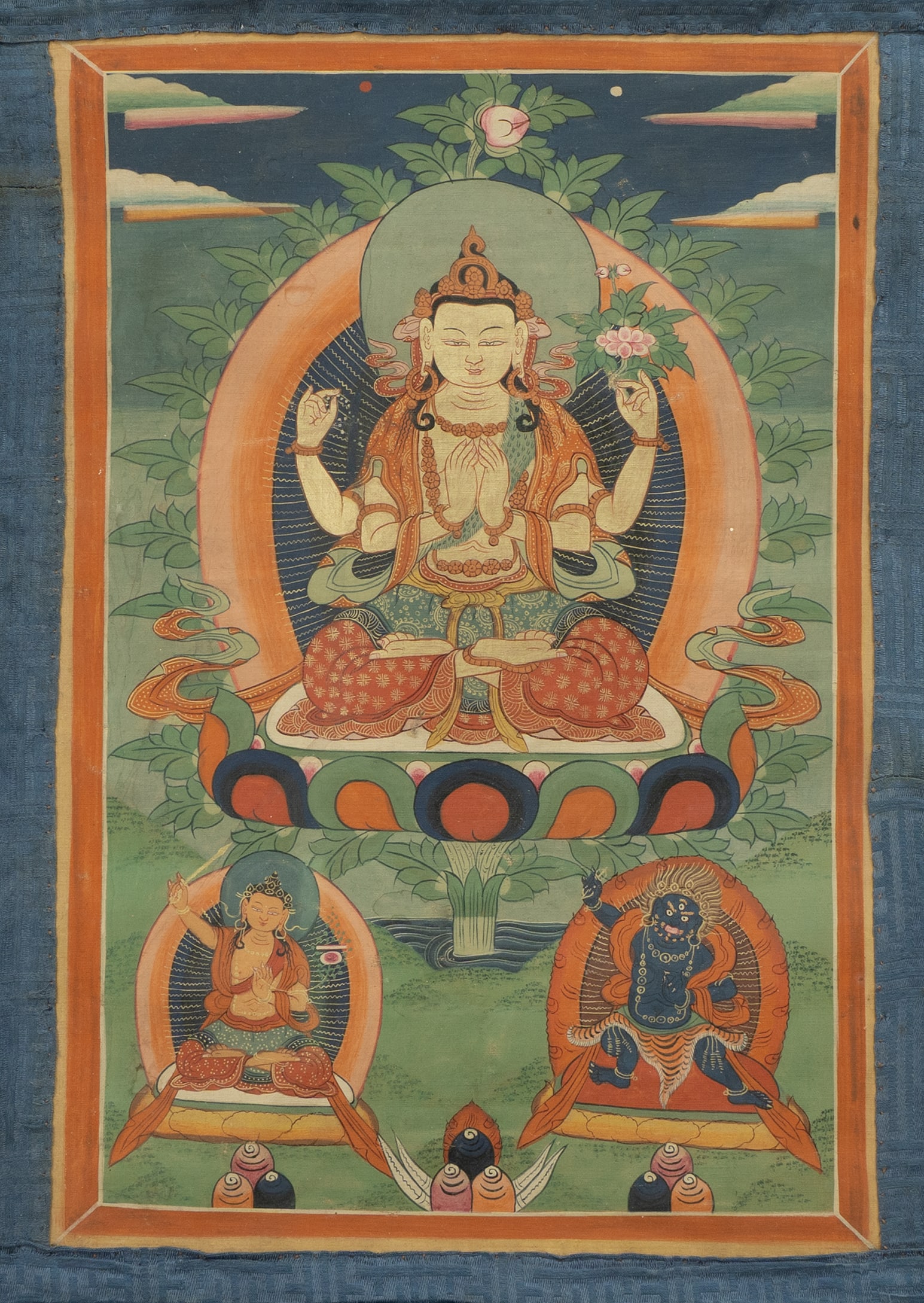 A RARE THANGKA DEPICTING CHAKRASAMVARA AND DEITIES 18TH - 19TH CENTURY 18-19世纪 胜: A RARE THANGKA DEPICTING CHAKRASAMVARA AND DEITIES18TH - 19TH CENTURY18-19世纪 胜乐金刚唐卡ESTIMATE: $1,200 – $1,800DescriptionThis finely execute
