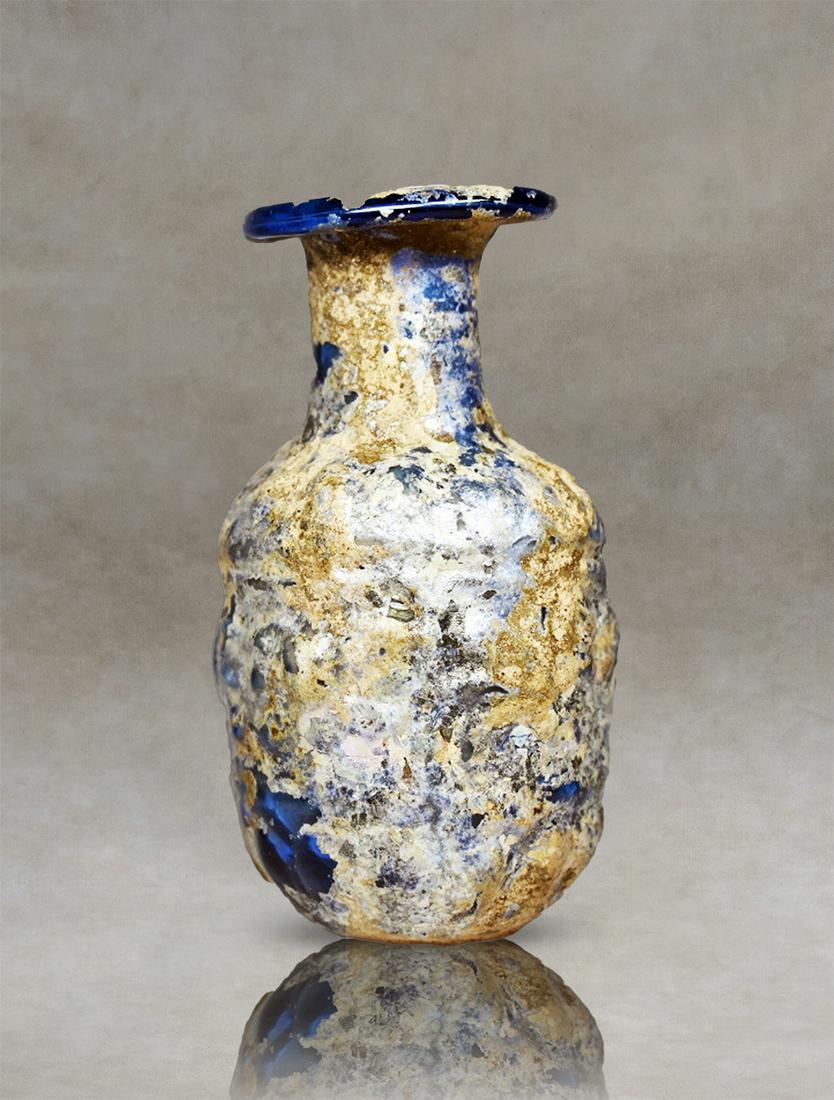 Roman Blue Glass Grape Flask (1 of 2)