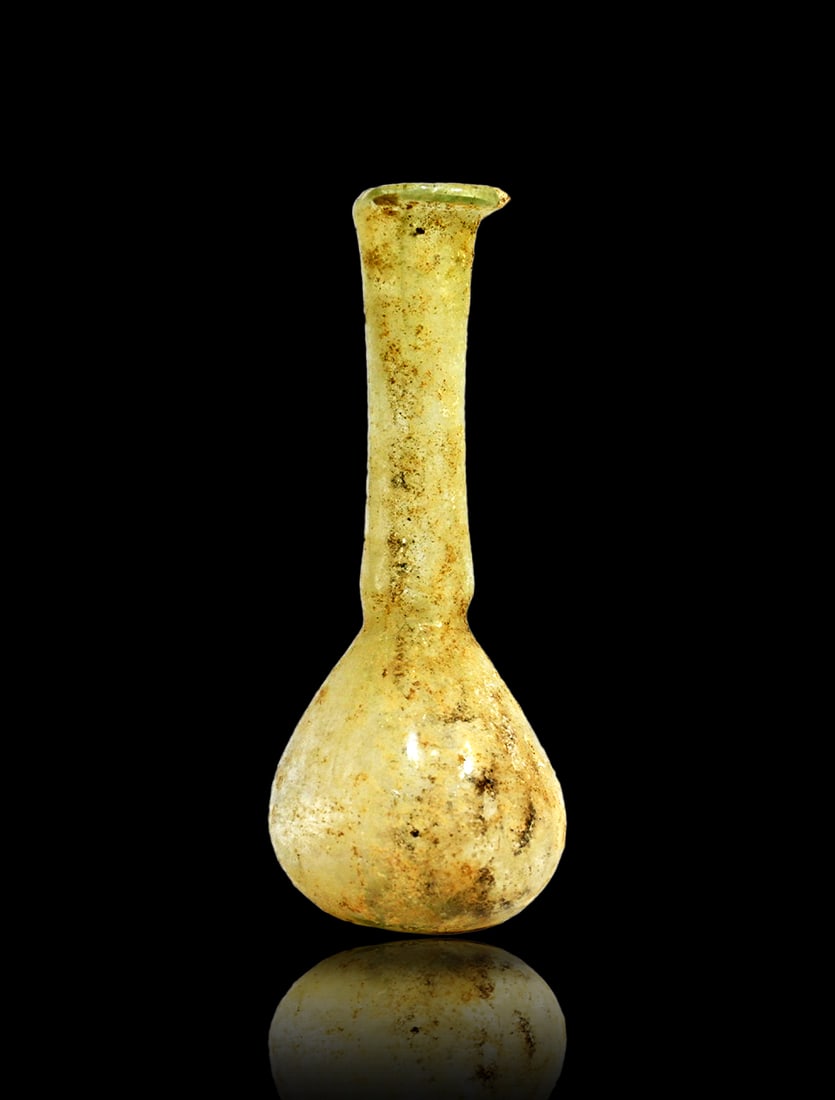 Ancient Roman Pale Blue Glass Flask (1 of 3)