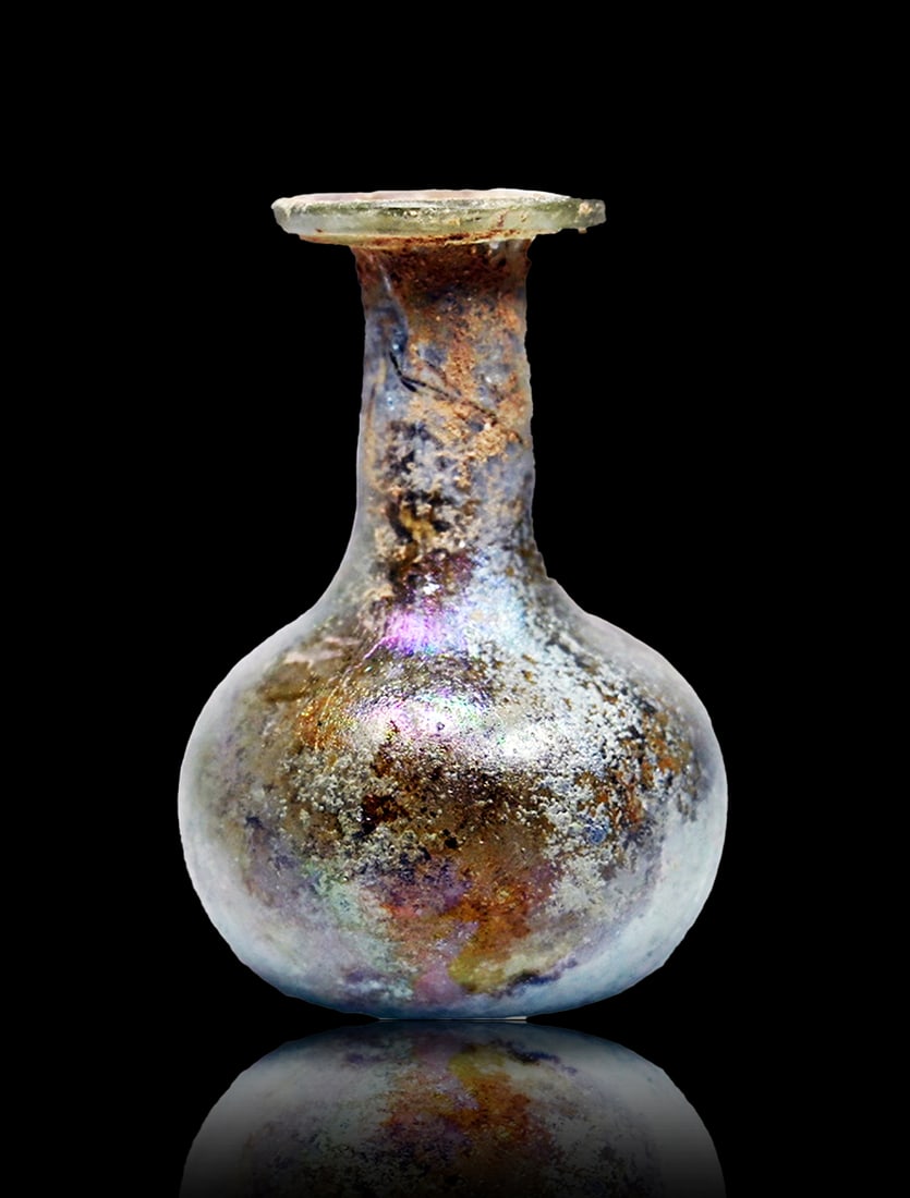 large Roman Glass bottle with fine irridescence! (1 of 3)