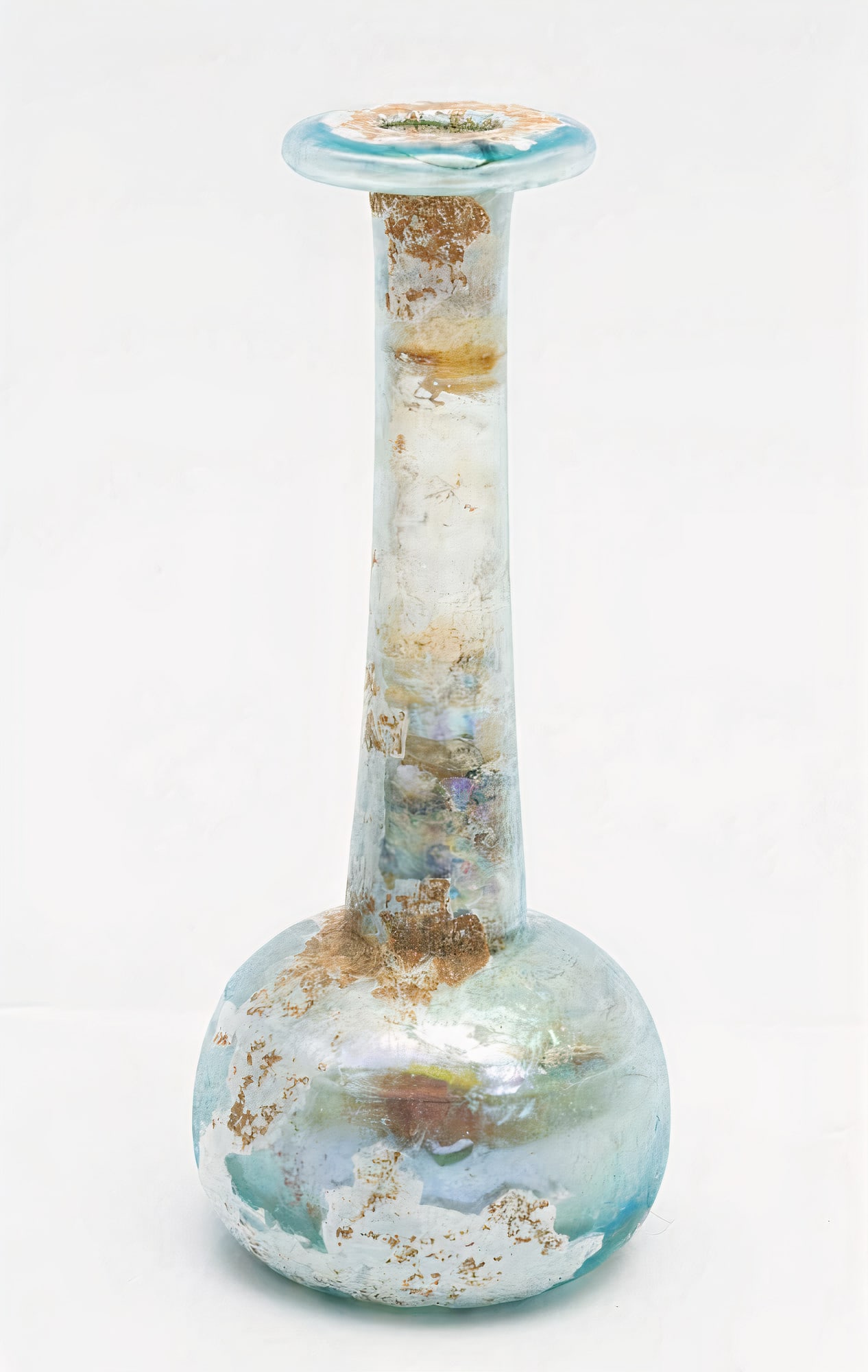 Large Tall-Necked Unguentarium Glass.Roman late 2nd-early 3rd Century C.E. (1 of 1)