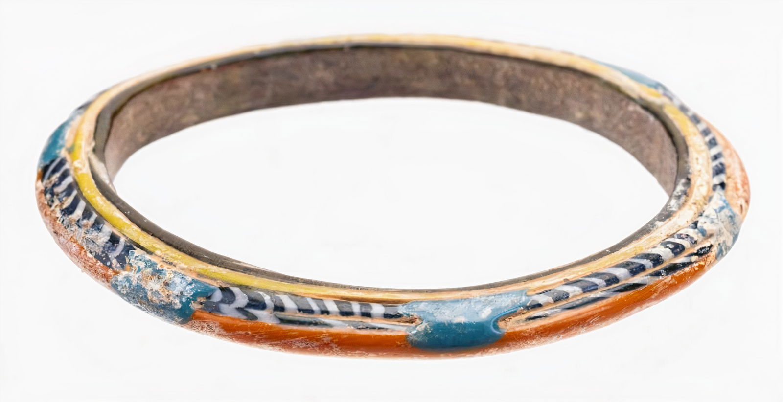 Gorgeous Ancient Roman Glass Bracelet 1st-3rd Century CE, with Exceptional Glass Inlay (1 of 1)