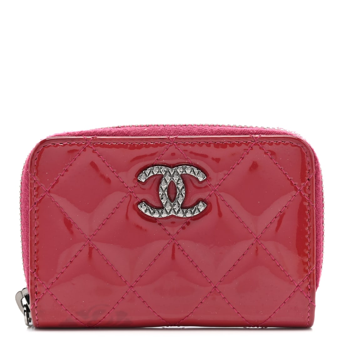Chanel Patent Quilted Calfskin Red Zip Wallet: Chanel Patent Quilted Calfskin Red Zip WalletImmerse yourself in the world of elegance with the Chanel Patent Quilted Calfskin Red Zip Wallet. This exquisite accessory, crafted with an eye for detail