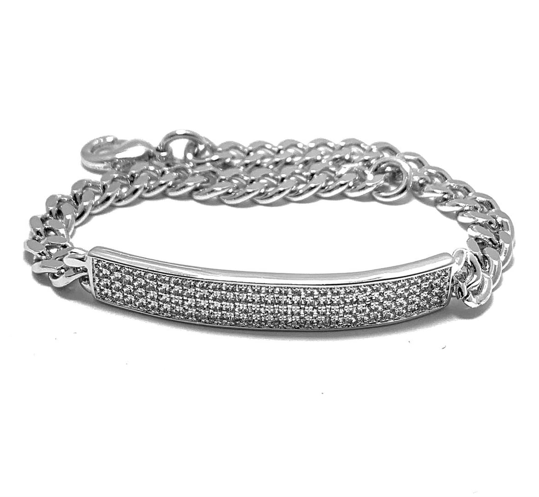 1.00ctw 18k White Gold Diamond Bar Cuban Link Chain Tennis Bracelet: Crafted from 18k white gold, this bracelet exudes luxury and sophistication. The white gold provides a versatile and polished look, making it suitable for any occasion. Whether you're dressing up for 