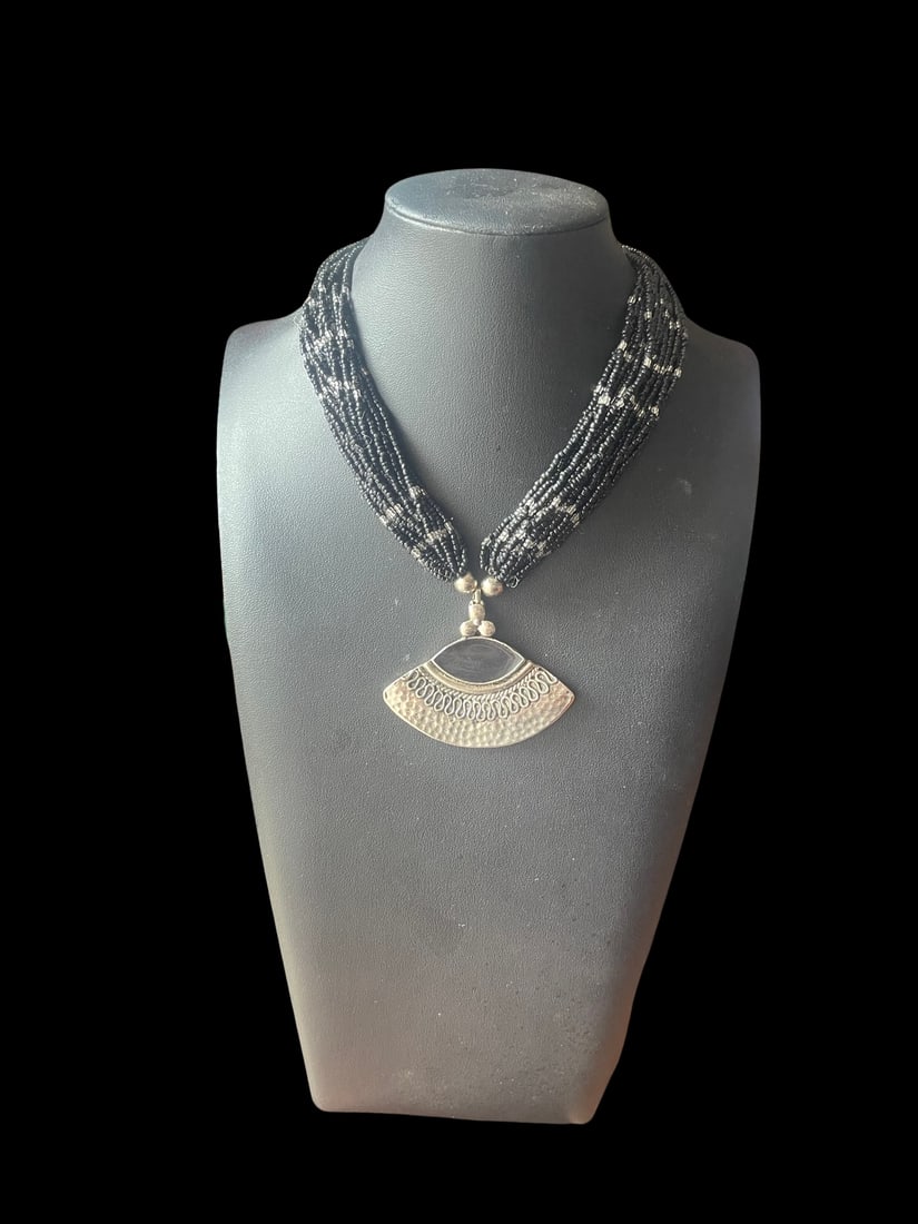 Heidi Daus Sterling Silver Onyx Multistranded Statement Necklace: Heidi Daus Sterling Silver Onyx Multistranded Statement Necklace