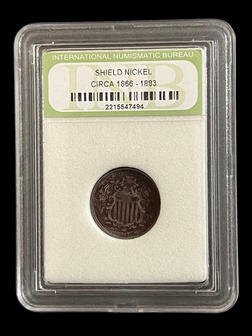 1867 Strike Error Slabbed/Graded Shield Nickel: 1867 Strike Error Slabbed/Graded Shield Nickel