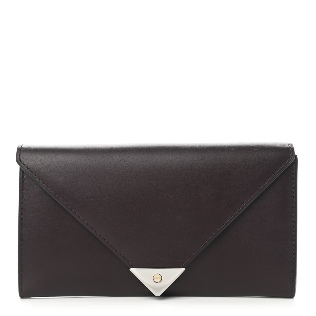 Alexander Wang Oxblood Calfskin Prisma Skeletal Envelope Wallet: The Alexander Wang Calfskin Prisma Skeletal Envelope Wallet in Oxblood is a versatile and polished accessory that will elevate any outfit. Crafted from dark purple calfskin, this wallet exudes luxury