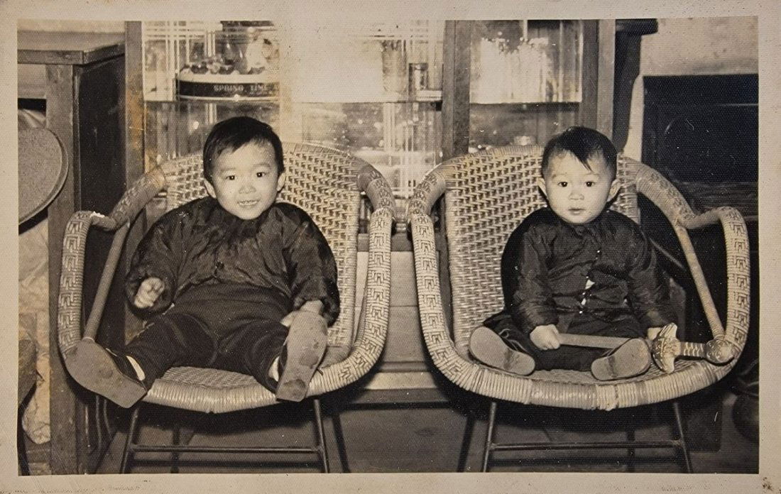 Antique photograph c.1930, of 2 Chinese brothers, Hong Kong, Canton (1 of 1)