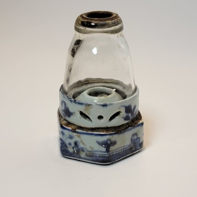 Antique Chinese Blue & White Opium Oil Lamp 19th Century (1 of 5)
