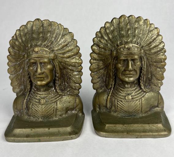 Brass Indian Chief bookends (1 of 3)