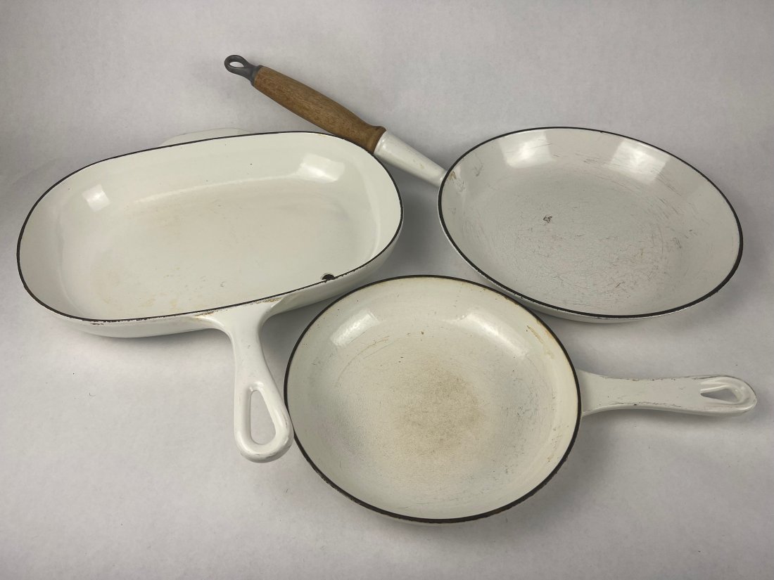 (3) Pieces white enamel cookware- Le Creuset (1 of 11)