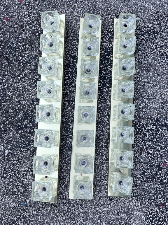 (3) Vintage Brass and glass lights (1 of 5)