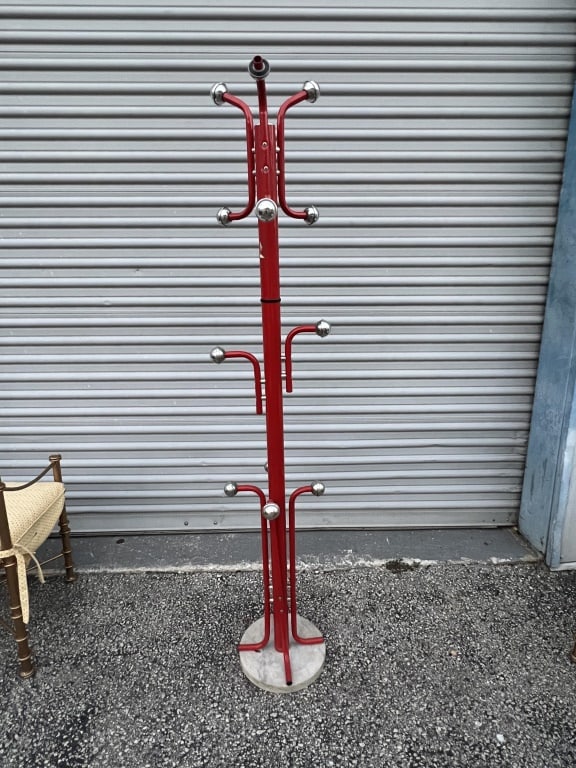 1970's red and chrome coat rack (1 of 6)