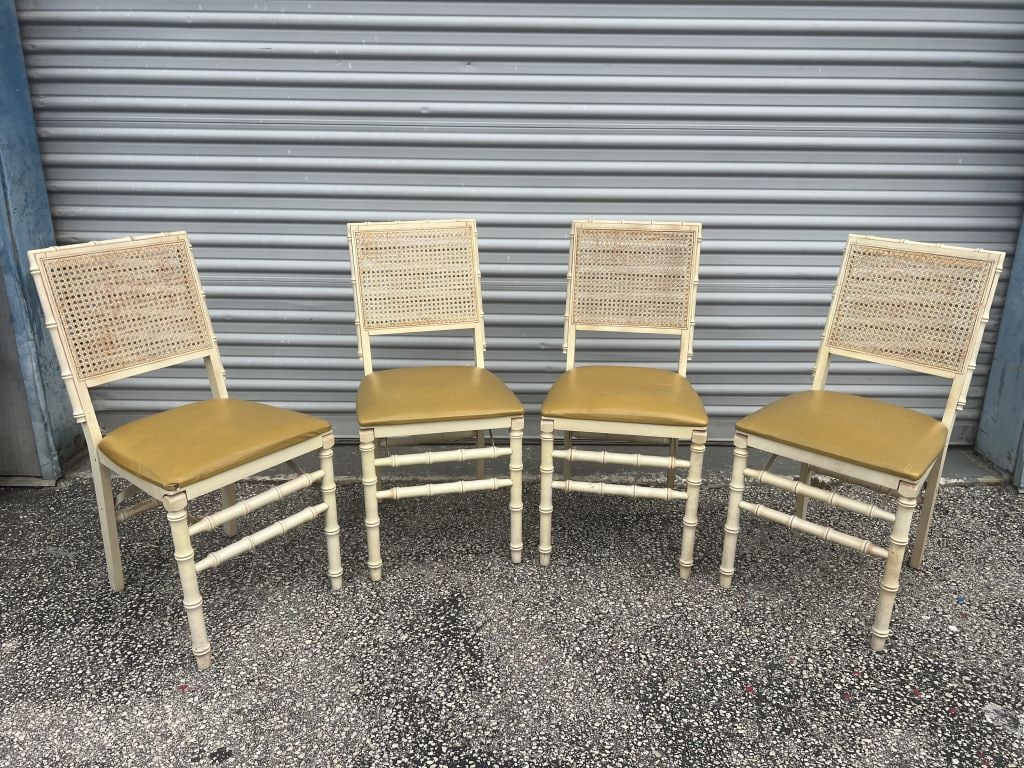 (4) Vintage cane/bamboo folding chairs (1 of 10)