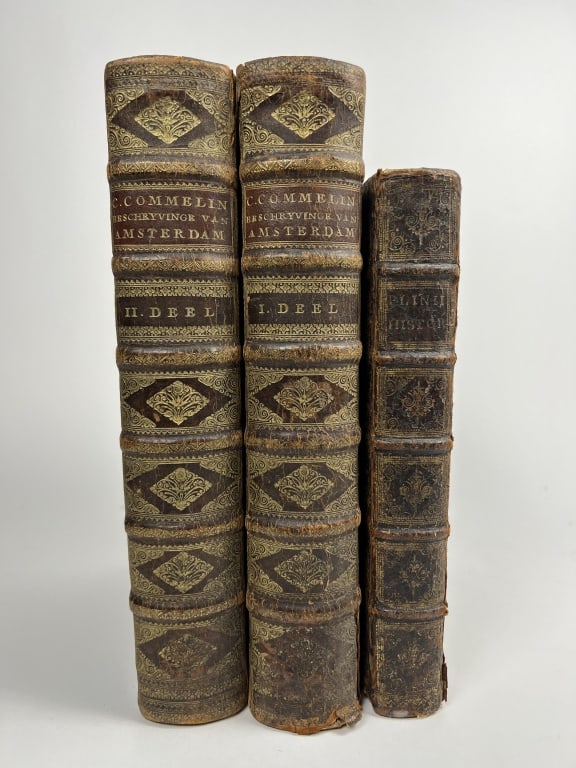 (3) 17th C. Large leather bound books- Rare books (1 of 11)