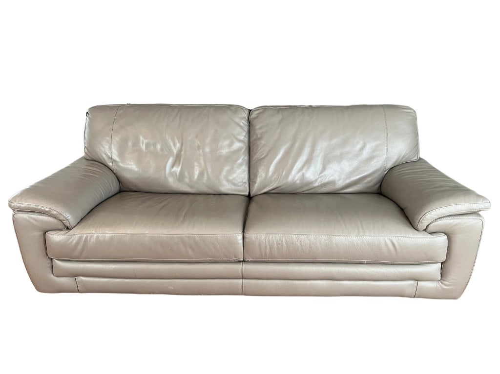 Modern grey leather sofa (1 of 11)