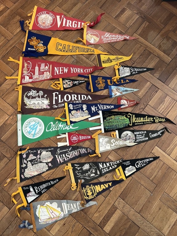 Vintage pennant flags- US travel (1 of 5)
