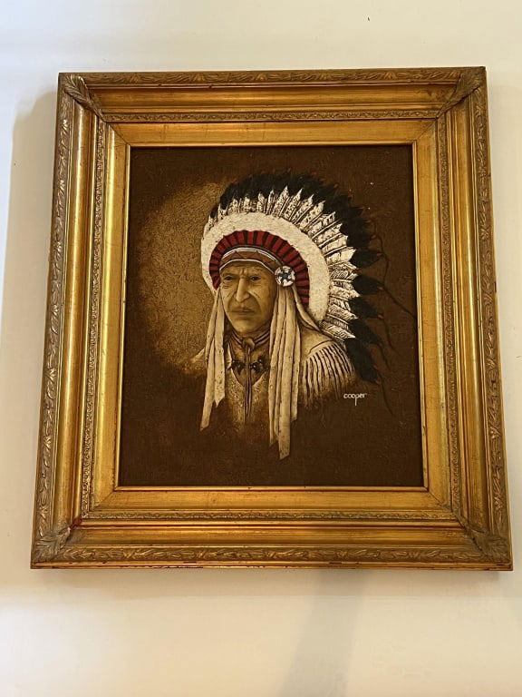 Signed Cooper Native American chief portrait (1 of 8)