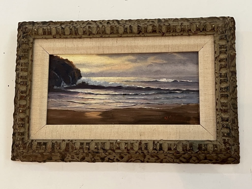 Small Mid-Century ocean scene- signed (1 of 4)