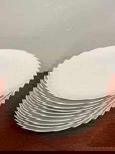 (10) Calvin Klein Swid Powell Grid dinner plates: 12 (10.75") dinner plates. Condition: No issues to note, only minor handling.