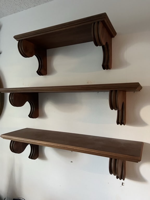(3) Solid wood wall mounted shelves (1 of 4)