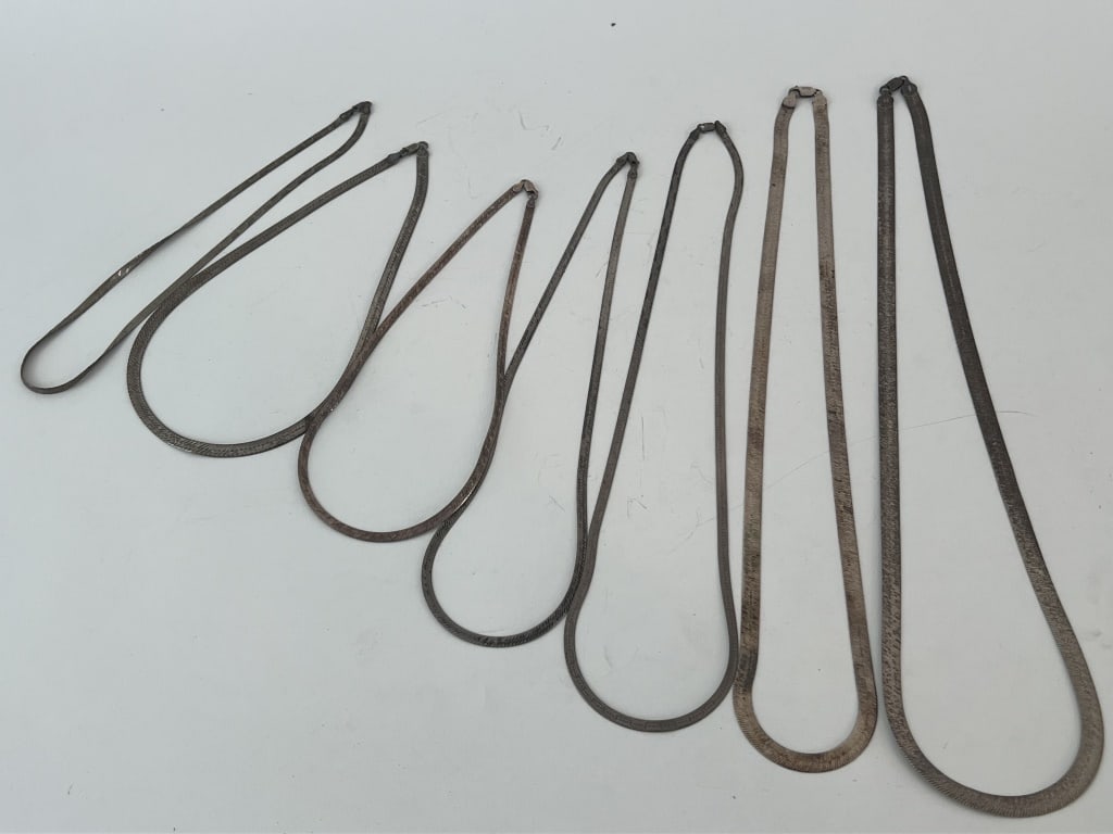 Italian sterling silver herringbone necklaces 30" (1 of 6)