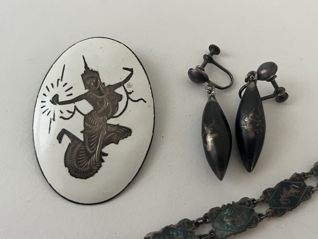 Siam silver and Thai dancer jewelry grouping (1 of 7)