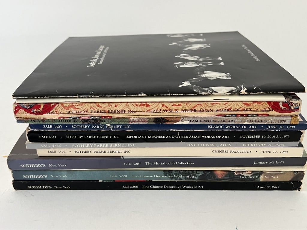 (11) Chinese and Japanese Sothebys catalogs: Sothebys auction catalogs from the 70's and 80's in the Asian genre. Dimensions: 10.75" x 9" Condition: Used.