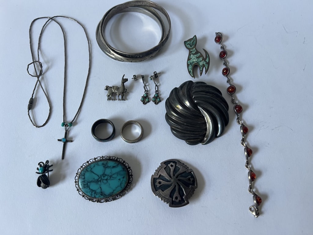 Mexican sterling silver jewelry grouping (1 of 12)