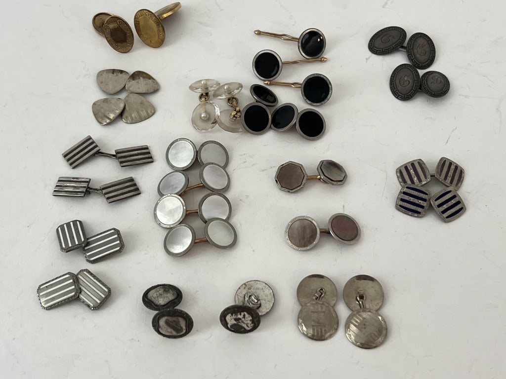 Grouping of antique cufflinks including sterling (1 of 11)