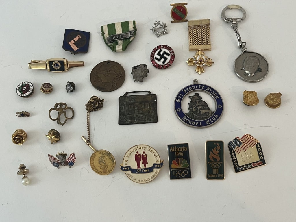 Grouping of medals, pins, awards (1 of 12)