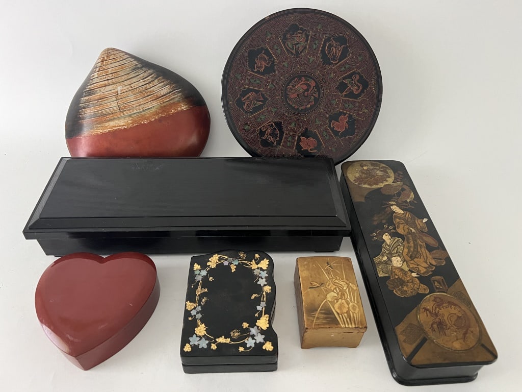 Asian lacquer box grouping (1 of 11)