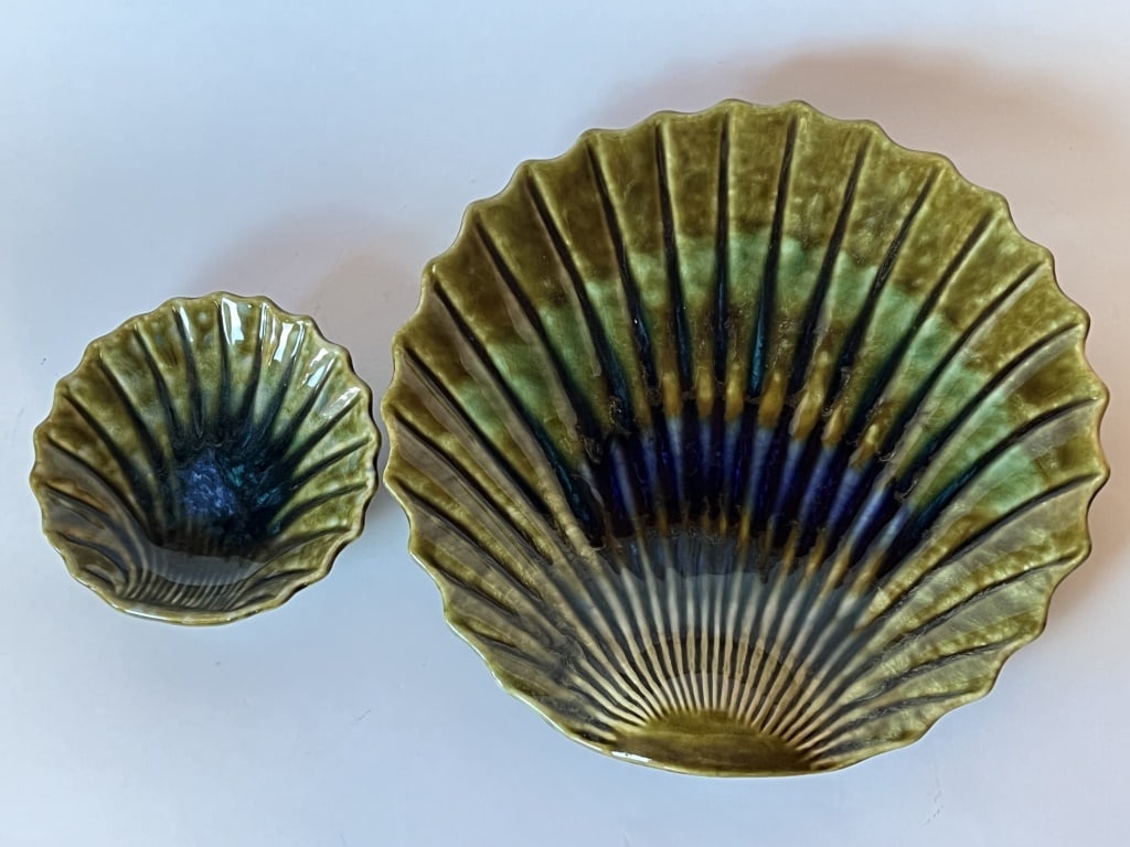McCoy shell platter and bowl: A 12" serving plate as well as a 6" bowl. Condition: Presenting nicely, only minor age.