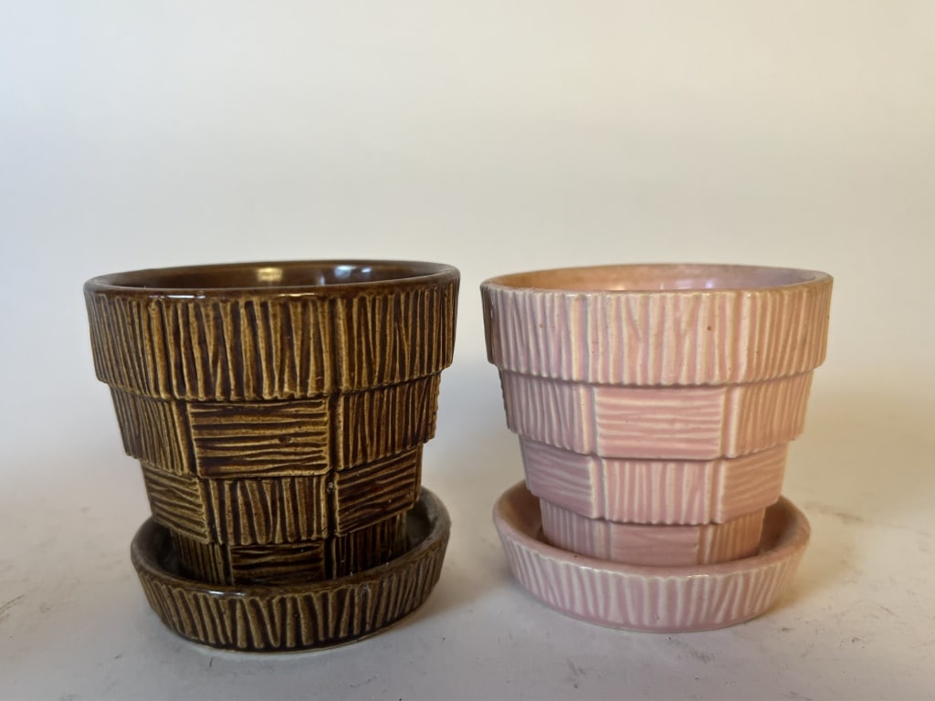 (3) McCoy basketweave planters (1 of 4)