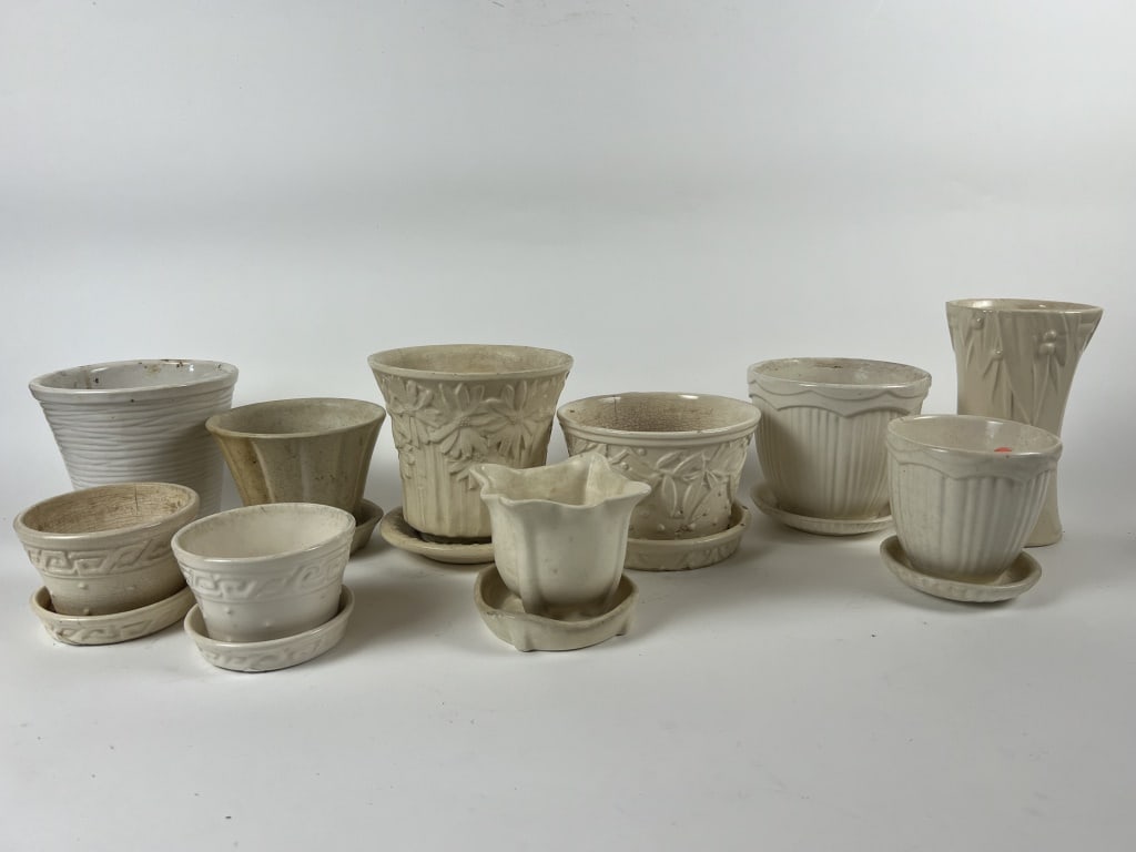 Large white McCoy planter and vase grouping (1 of 20)