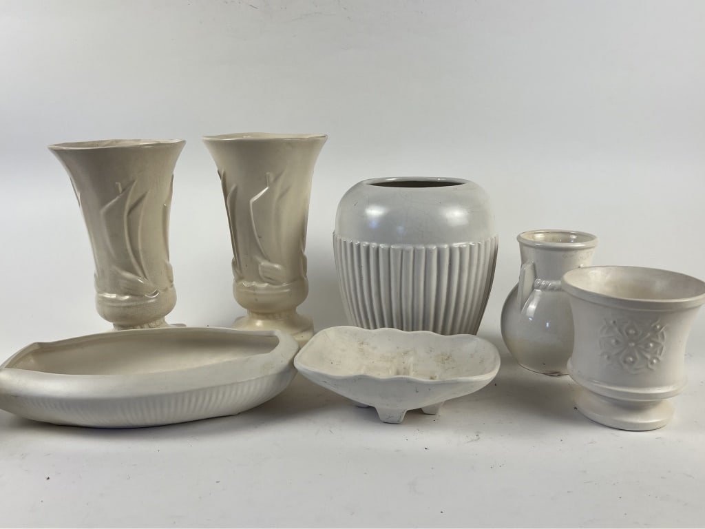 McCoy pottery grouping- vases + low planters (1 of 11)