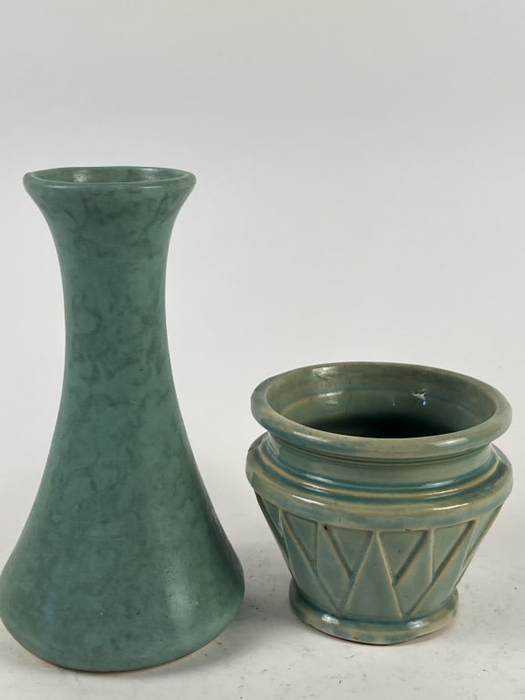(2) McCoy style turquoise pottery (1 of 5)
