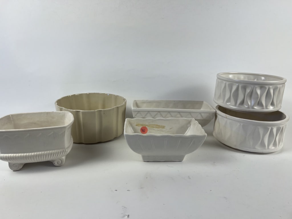 (6) McCoy white pottery planters (1 of 11)