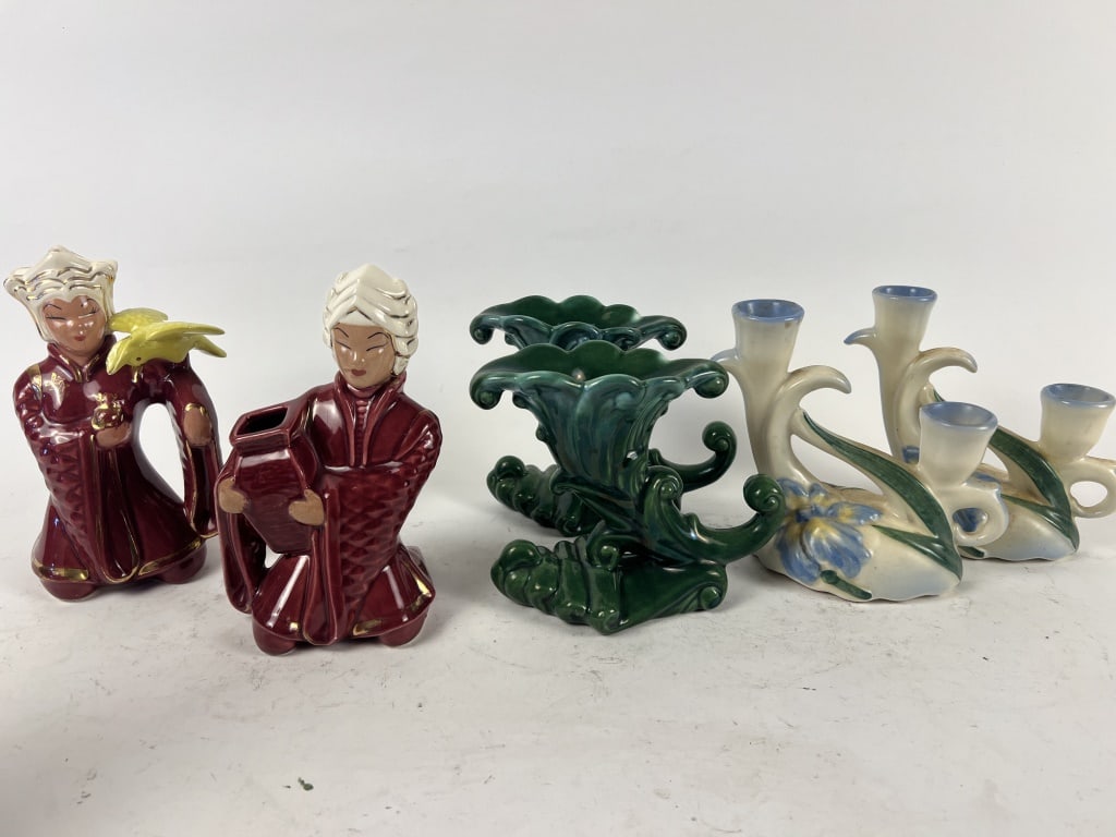 American Art pottery figural candlestick grouping (1 of 10)