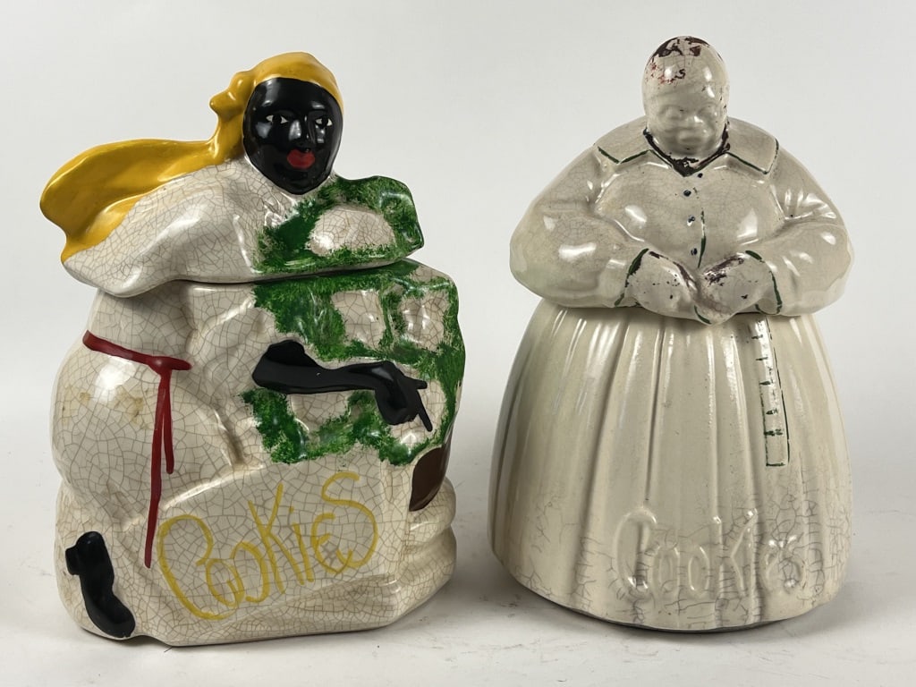 (2) McCoy Mammy cookie jars: Black Americana. Dimensions: H 11" x W 8" Condition: Crazing as shown, loss to paint.