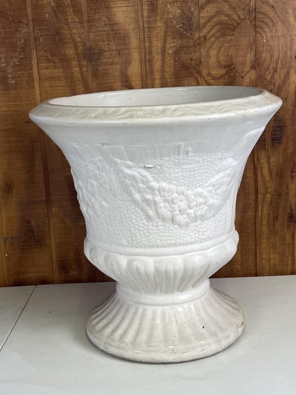 Large white pottery urn (1 of 5)