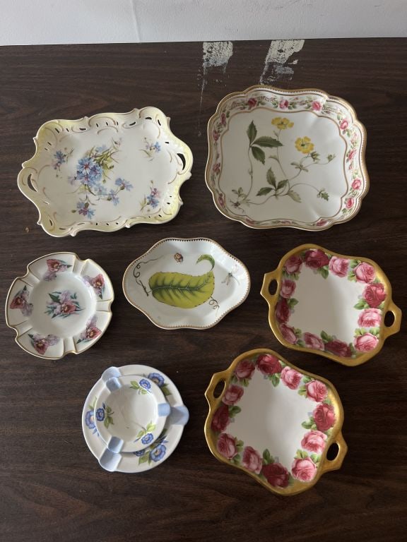 (8) Antique foral serving and decorative plates (1 of 11)