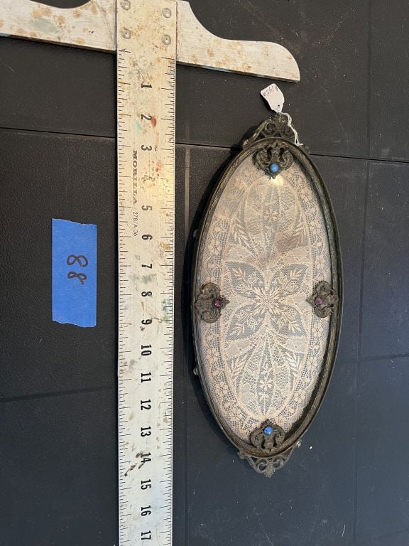 Antique lace and glass dresser tray (1 of 7)