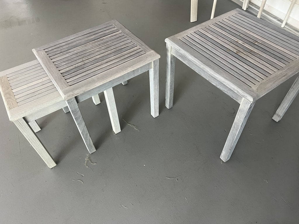 (3) Weathered Teak Outdoor Tables (1 of 4)