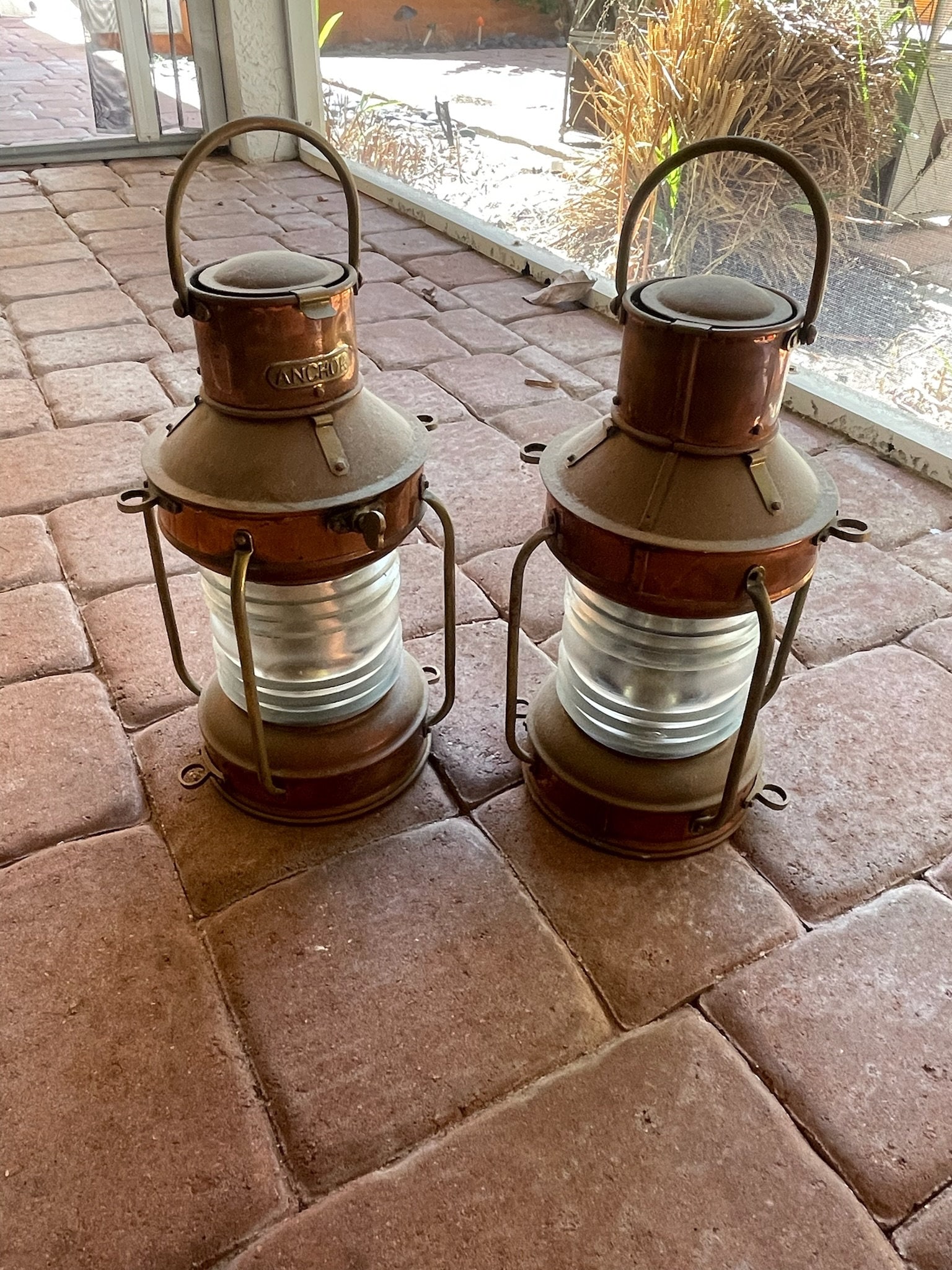 Pair of British Anchor Copper Ships Lanterns (1 of 9)