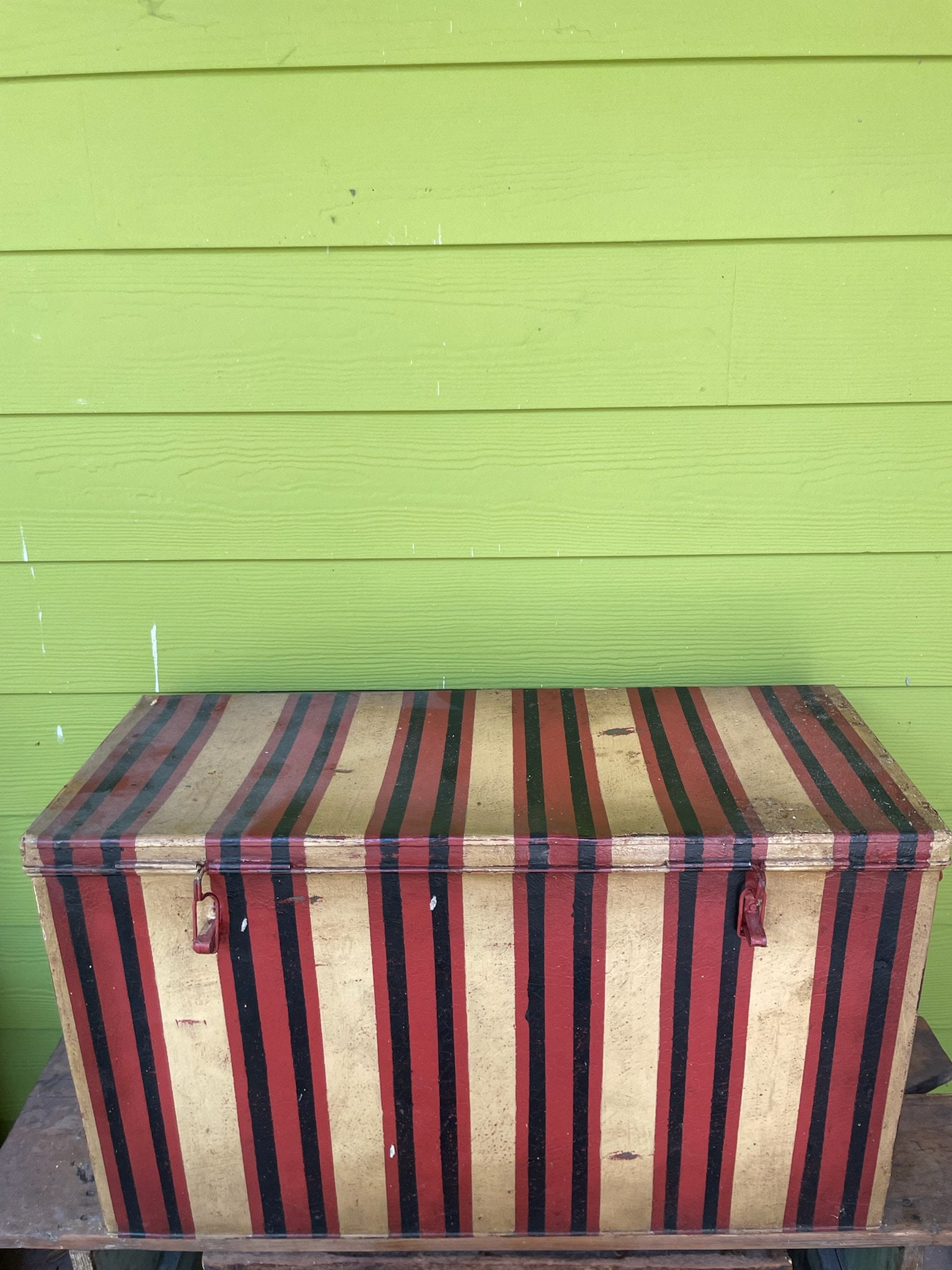 Stripe Painted Metal Chest (1 of 7)
