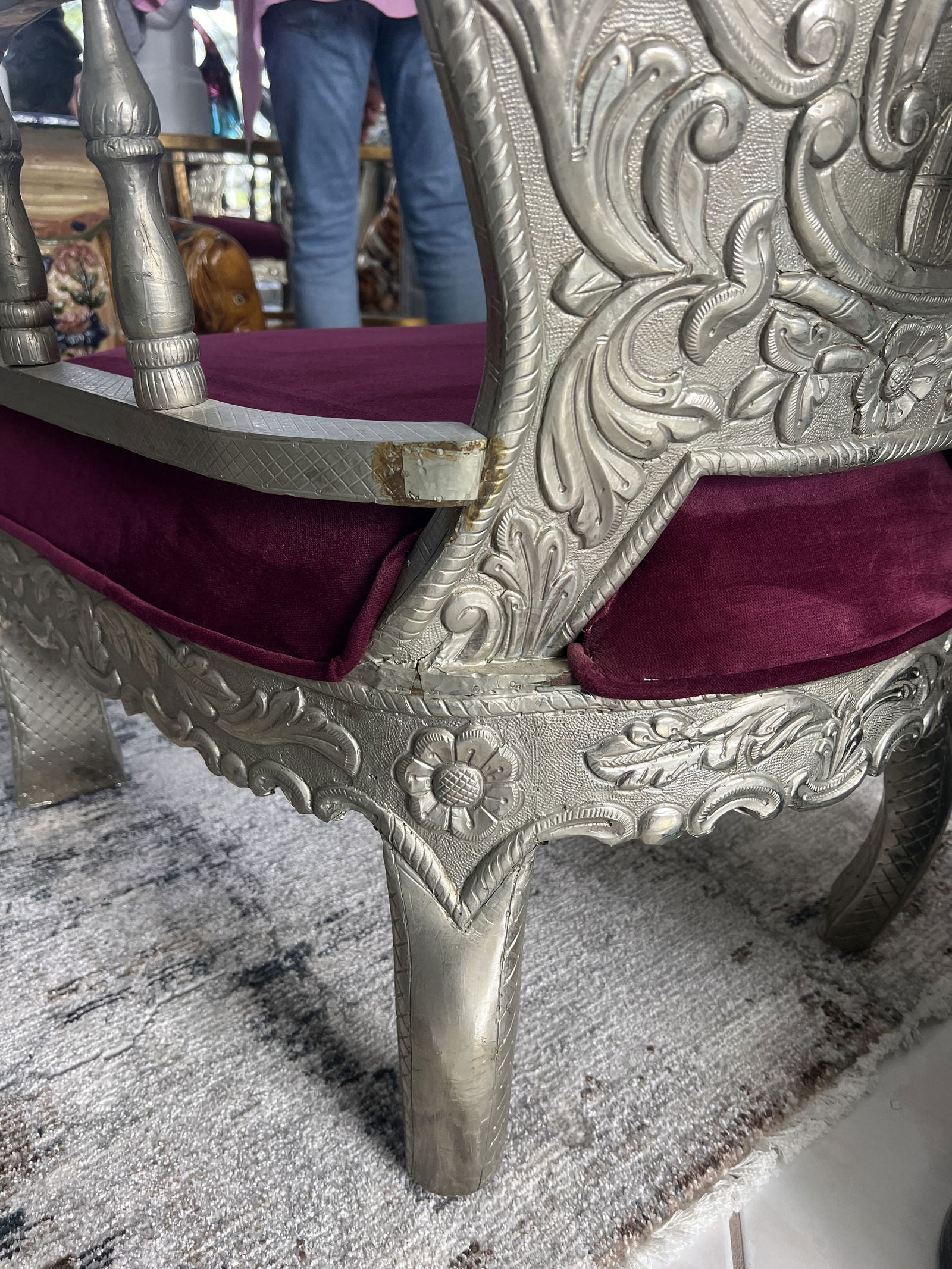 Lion Head Silver Clad Pair of Chairs - 7