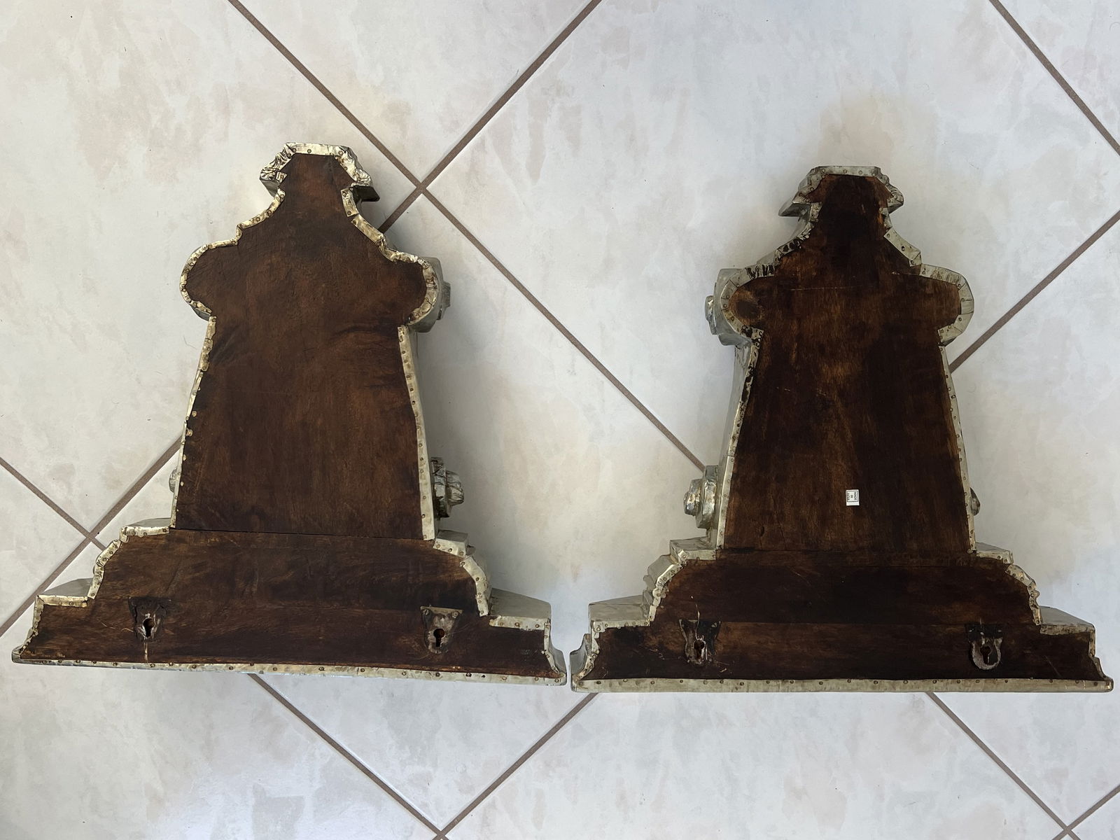 Pair of Silver Overlay or Silver Clad Corbels - 10